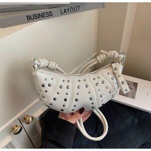 Mini Studded Crescent Shoulder Crossbody Bag